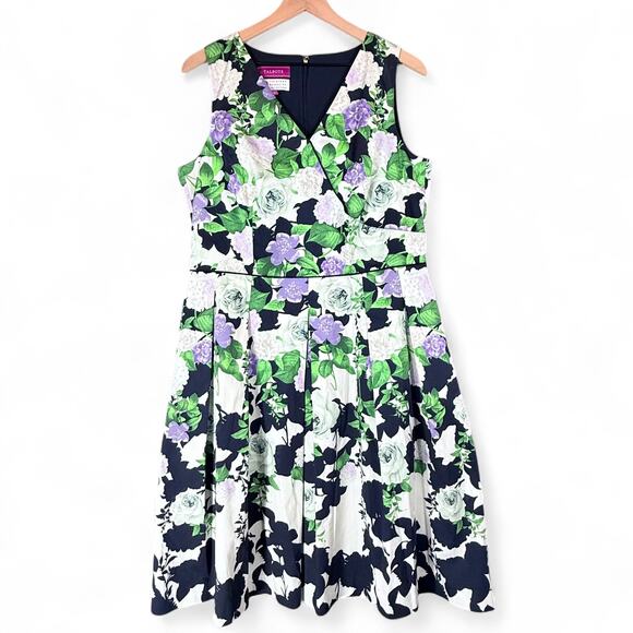 Talbots Floral Midi Dress - Navy, White, Purple, Green - Picture 2 of 8